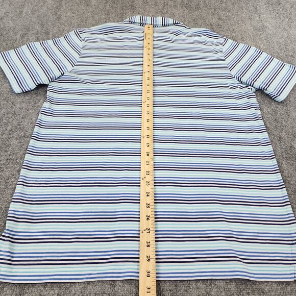 Peter Millar Polo Shirt Mens Large Blue Striped Performance Pima Golf Pocket - Picture 6 of 14